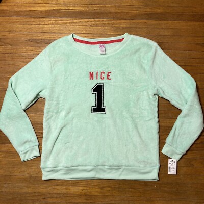 Fuzzy Sweatshirt Size Large  Nice 1  NEW WITH TAGS Humor Cozy Mint Green NEW SO