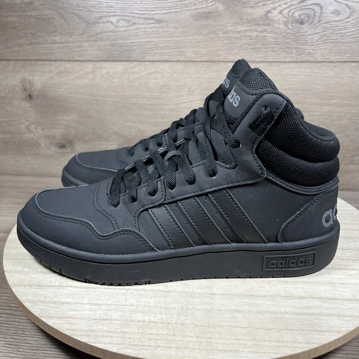 Adidas Hoops 3.0 Triple Black Mid Top Basketball Shoes GV6683 Mens Size 8.5