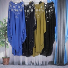Plus Size Women African Dresses Glitter Diamonds Abaya Traditional Robe Gown