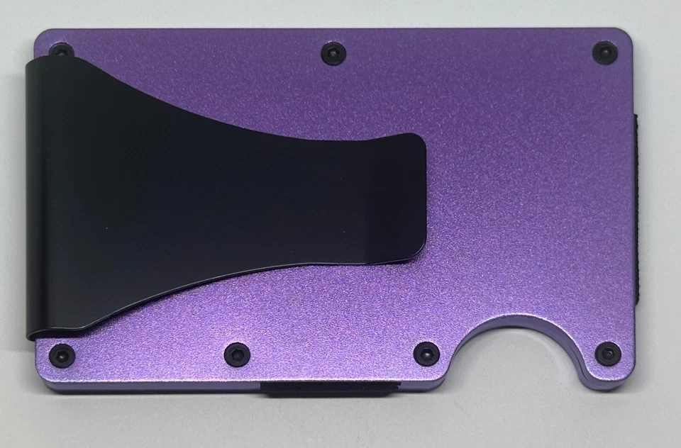 Cartera minimalista con bloqueo RFID de metal delgado ranas con cuernos TCU grabada con láser Foto 2 de 4