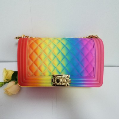 multi colored handbags