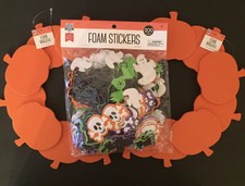Pumpkin Foam Kids Craft Wreath 12 lot of 2 Plus 200 Halloween Foam sticker s