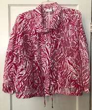 Chico's, Women's Burnout Pink Zebra Jacket, 3/X Large/16, Full Zip, Mesh, Sheer
