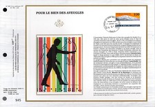2562++FEUILLET CEF SUR SOIE 1er JOUR 1989  POUR LE BIEN DES AVEUGLES