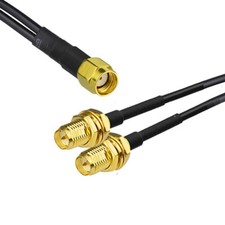 RP-SMA Male to Y 2x RP-SMA Female Male pin Splitter Combiner pigtail RG174 20cm