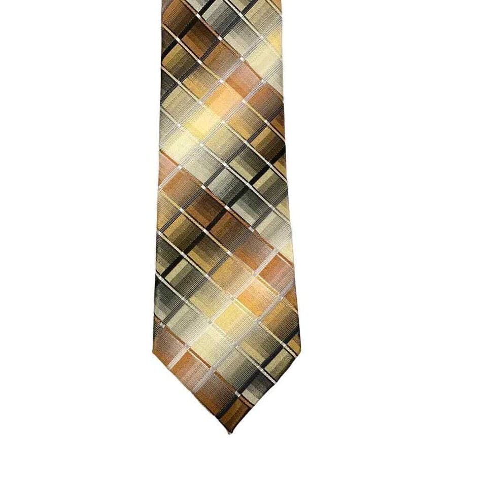 80-е винтажные Pierre Cardin ручной работы полиэстер галстук желтый/оранжевый кубический узор - Изображение 2 из 4
