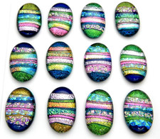 PREMIUM OVAL Lot 12 pcs handmade DICHROIC earrings FUSED GLASS BJ1 cab pendant