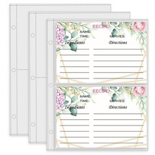 tutata 4x6 Recipe Card Page Protectors, 50 PCS, Recipe Binder Refill Pages  ...