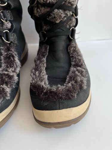 TIMBERLAND Kickadilla Black Nubuck Leather Faux Fur Lace Up Boots Sz 10M Womens - Picture 7 of 23
