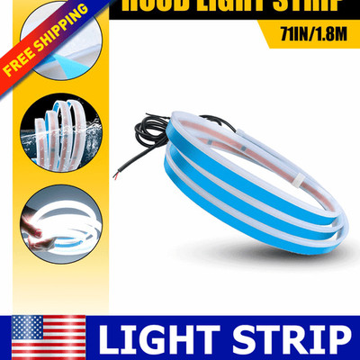 White Dynamic Scan Hoodbeam Start Up Kit Car LED Hood Meteor Strip Light 1.8m