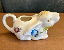 Bunny Rabbit Creamer Grace's Teaware Flowers Ladybug & Beetle with Gold Accents