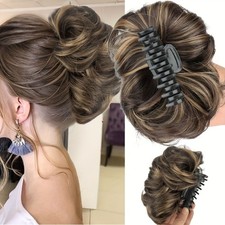 Claw Clip On Messy Hair Bun Hairpieces Synthetic Wavy Hair Bun Hair Piece UK