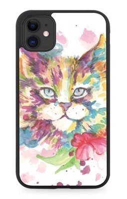 Handyhülle bunte Katze Ölgemälde Druck Gummi Zeichnung Katzen E403