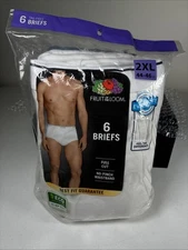 Fruit of the Loom Mens White Tag Free Cotton Briefs Underwear 6 Pack Size 2XL