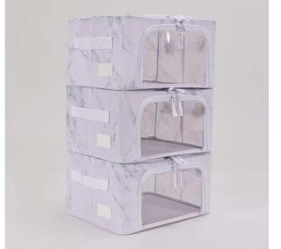 Periea Set of 3 Compact Collapsible Storage Boxes Marble
