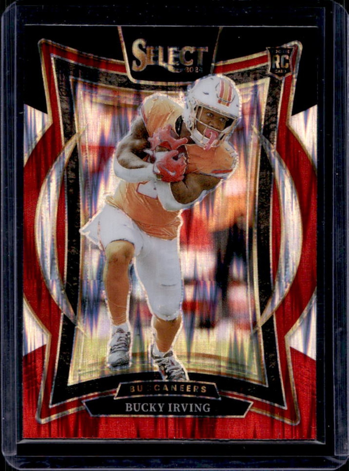 2024 Panini Select Bucky Irving Concourse RC Black and Red Prizm Shock Rookie #4