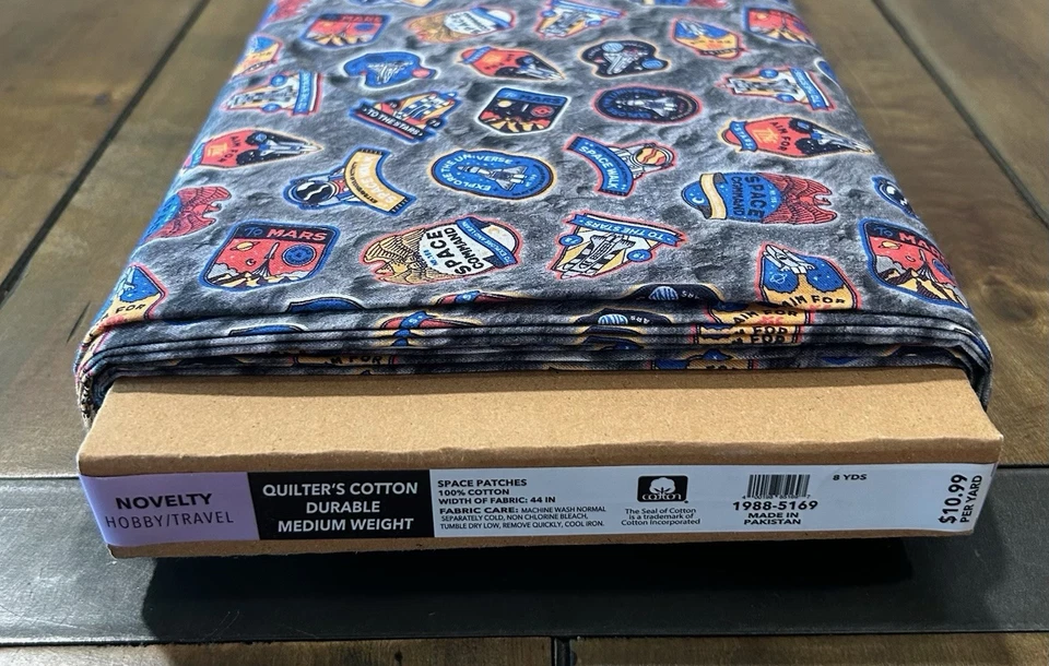 Space Patches Moon Mars Ship Cotton Quilt fabric by the Yard - Image 4 of 4