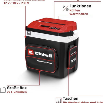 Einhell Power X-Change Kühlbox 27 L 12/18/230 V tragbar mit Digitalanzeige