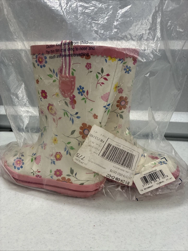 Botas de lluvia florales Baby Gap talla 7/8 para niñas NUEVAS Foto 3 de 4