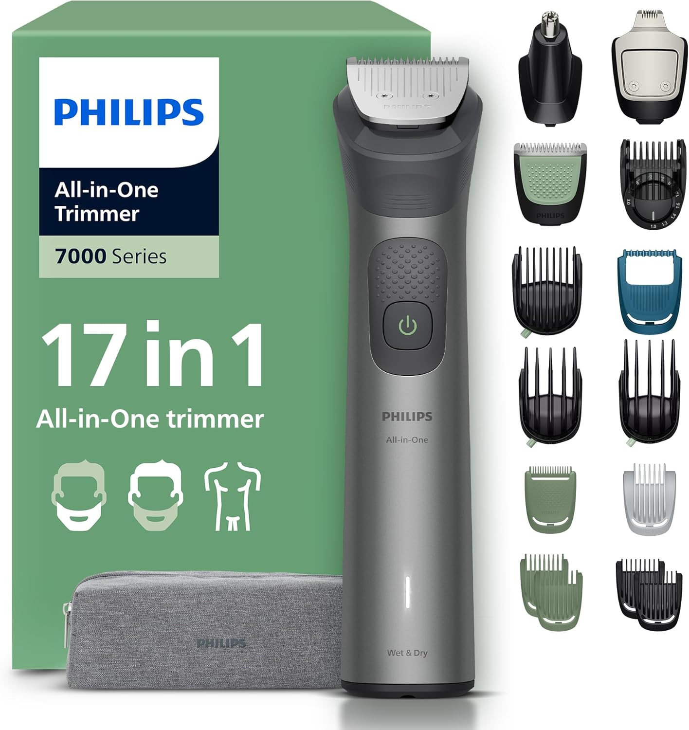 Rifinitore Philips Multigroom Serie 7000 17 in 1: Precisione Professionale