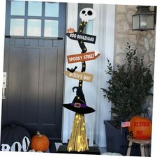Lighted Halloween Wooden Witch Broom for Indoor Outdoor Decorations