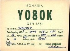 QSL radio card YO8OK 1969 Iasi Romania USSR Lucian Large Letters
