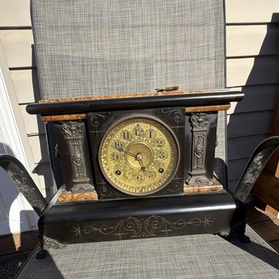 Antique Seth Thomas Adamantine Mantel Clock c1900 Brass Dial Key Wind Original