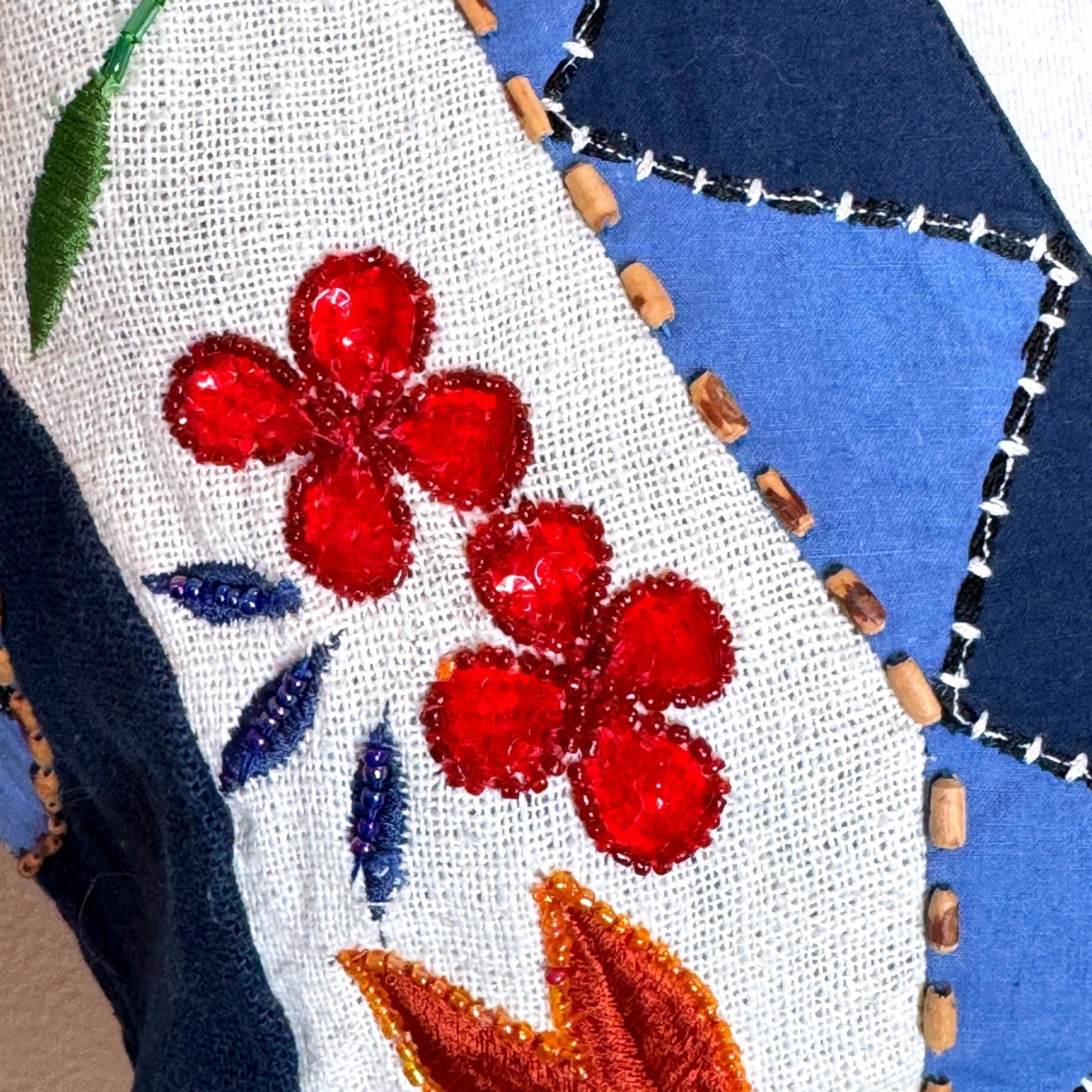 CAROLE LITTLE Patchwork Embroidered Applique Vtg … - image 3