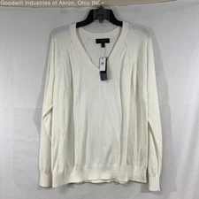 NWT Banana Republic White Women's V-Neck Sweater, Sz. XL