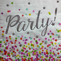 Servietten Party 16 Stk Geburtstag Silber Bunt 33X33Cm Punkte Stylisch Neu