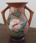 Vintage Roseville Pottery 7.25" Magnolia Double Handle 90-7 Vase