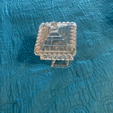 Vintage Jeanette Glass Wedding Cake Box Pedestal Candy Dish Fostoria