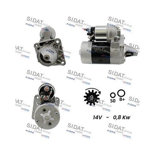 Démarreur Sidat S12MA0044A2 haute performance 12V pour volant moteur Hitachi