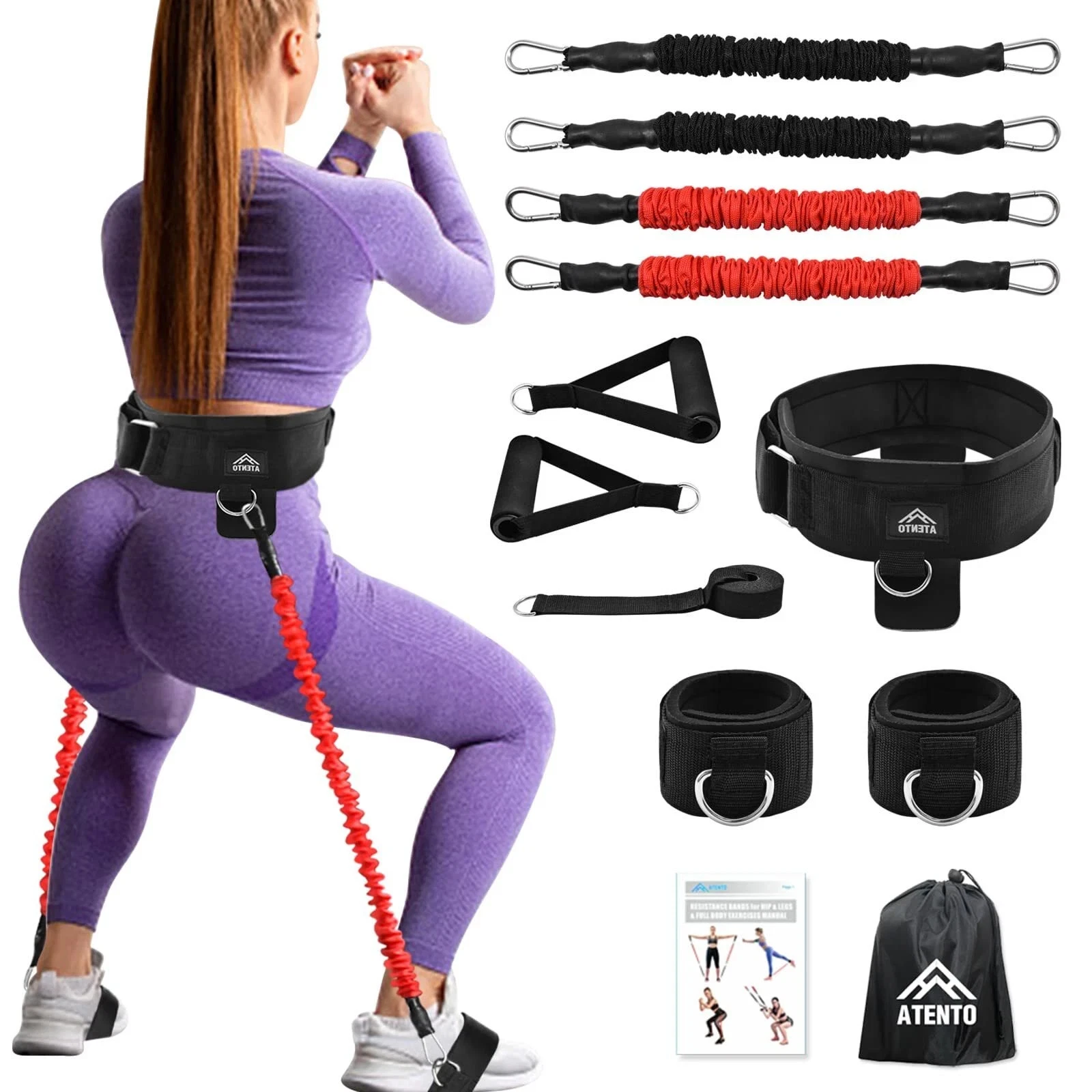 12 Pcs Set Resistance Bands for Legs and Butt Fitness Elastic Band with Handles