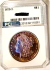1879-S Gem BU ++ Morgan Dollar Rainbow Color Toned Obverse Eye Appeal + No Res.