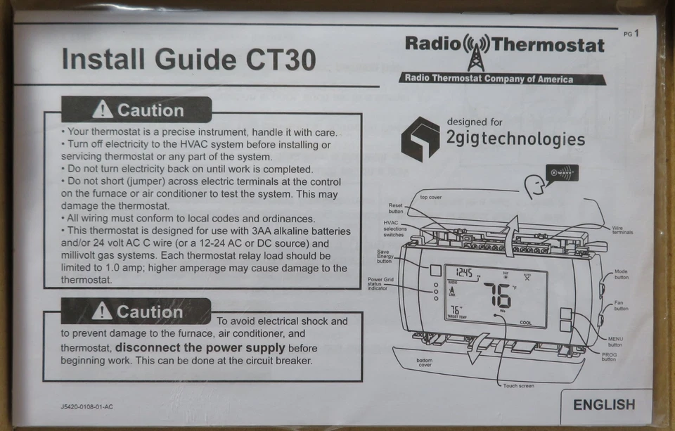 Radio Thermostat CT-30 Programmable LED Touch Screen Display Thermostat - White - Image 4 of 4