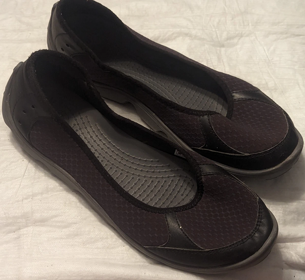 Crocs Duet Busy Day Skimmer Womens 10 Shoes Slip On Comfort Black Burgundy