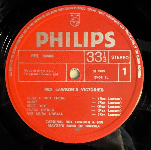 Cardinal Rex Lawson "Rex Lawson's Victories" Philips LP African Highlife - Picture 3 of 3