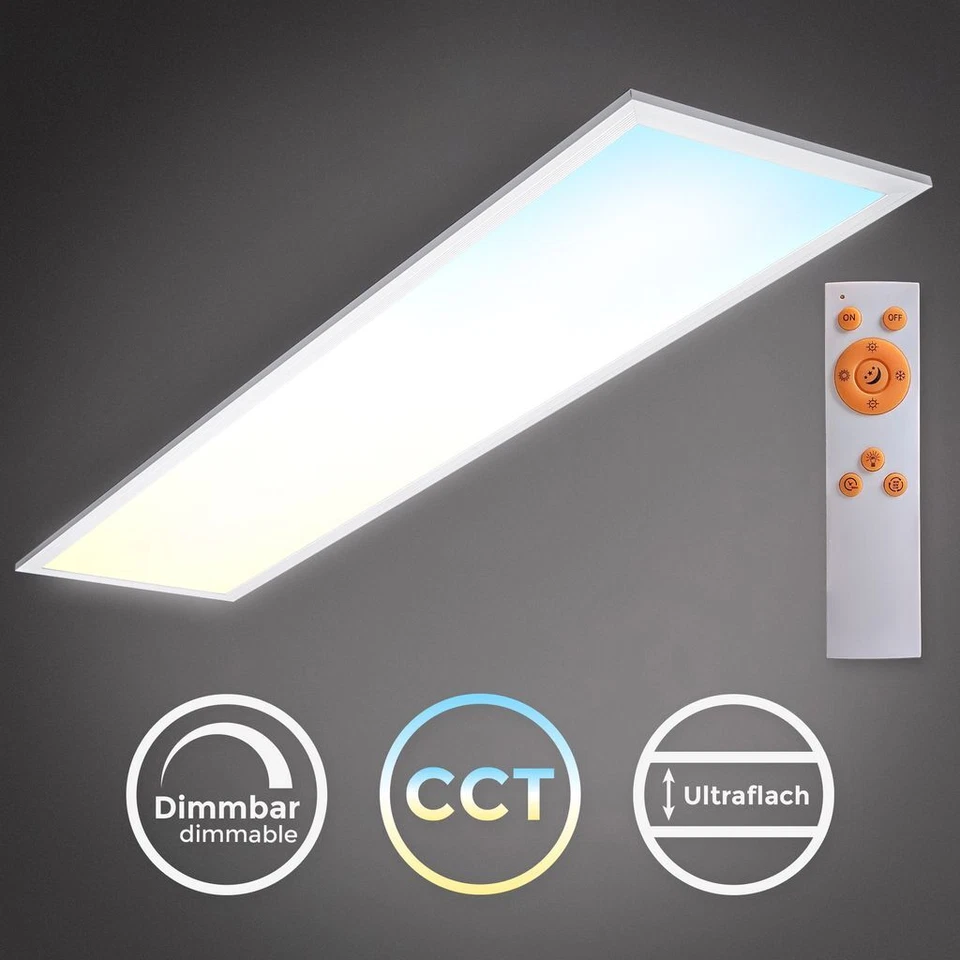 Plafonnier LED 100cm dimmable 24W 2200lm plat CCT télécommande veilleuse mémoire - Photo 2/4