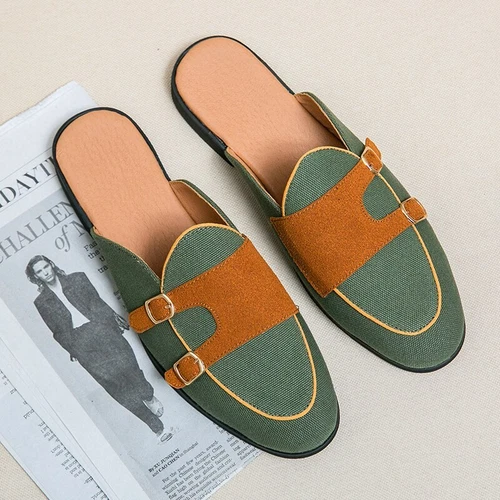 Men Casual Shoes Sandals Slip On Flat Half Loafers Luxury Male Slippers Slides - Bild 8 von 29