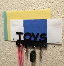 TOYS Key / Mail / Leash Holder with 4 hooks. Screws included. Free Shipping