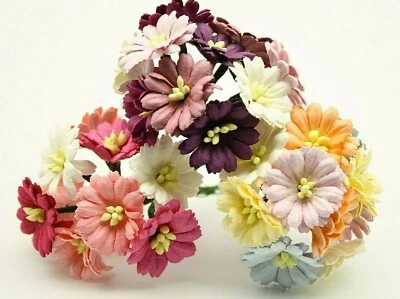 Mulberry paper Daisy Mini Flowers card making Crafts Pack of 10 varied colours