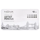 NOVA 12 X Premium Artist Graded Sketching Pencils  Pre Sharpened Protective Tin