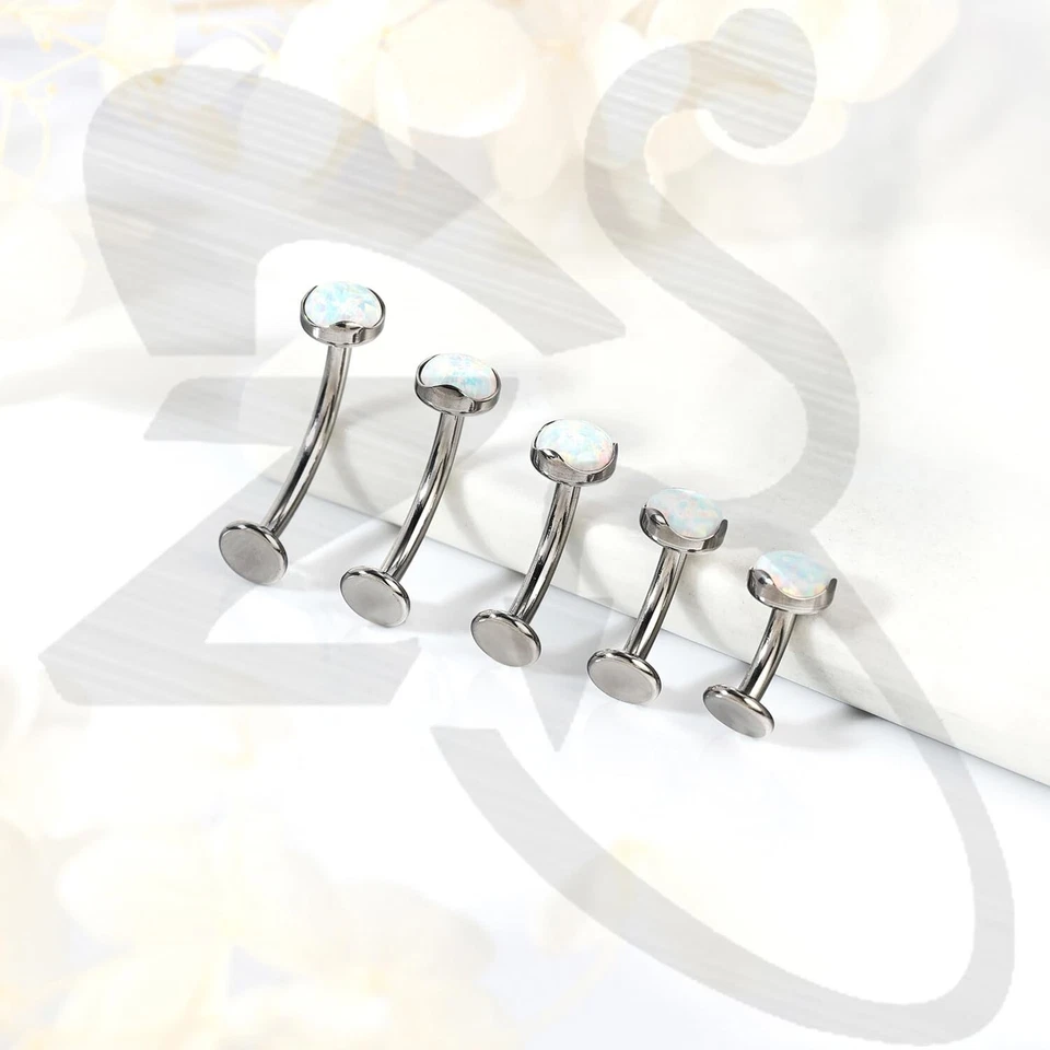 Anillo ombligo de titanio ZS ASTM F136, 14G piedras de ópalo joyería ombligo, 6/8/1... Foto 4 de 4