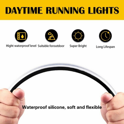 2Pc DRL LED Headlight Strip Light Daytime Running Sequential Turn Signal Lamp Td - Picture 7 of 16