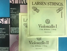 Brand New Cello Strings Set 4/4  Spirocore Chrome G,C -Larsen A,D Medium
