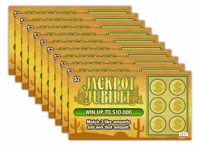 10 Prank Gag Fake Joke Lottery Lotto Ticket Scratch Off Card 10,000 Winner