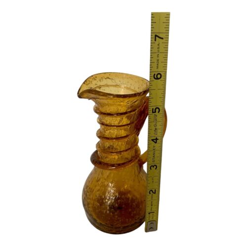 Vintage mundgeblasene israelische Bernstein Blasen Glas kleine Vase Krug mit Spirale - Bild 14 von 16