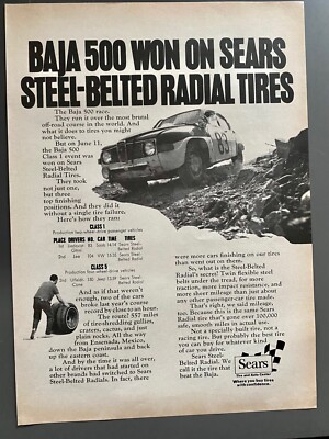 1970 BAJA 500 Saab 96 Sears Tires Rallye Vintage Ad Werbung Reklame Oldtimer