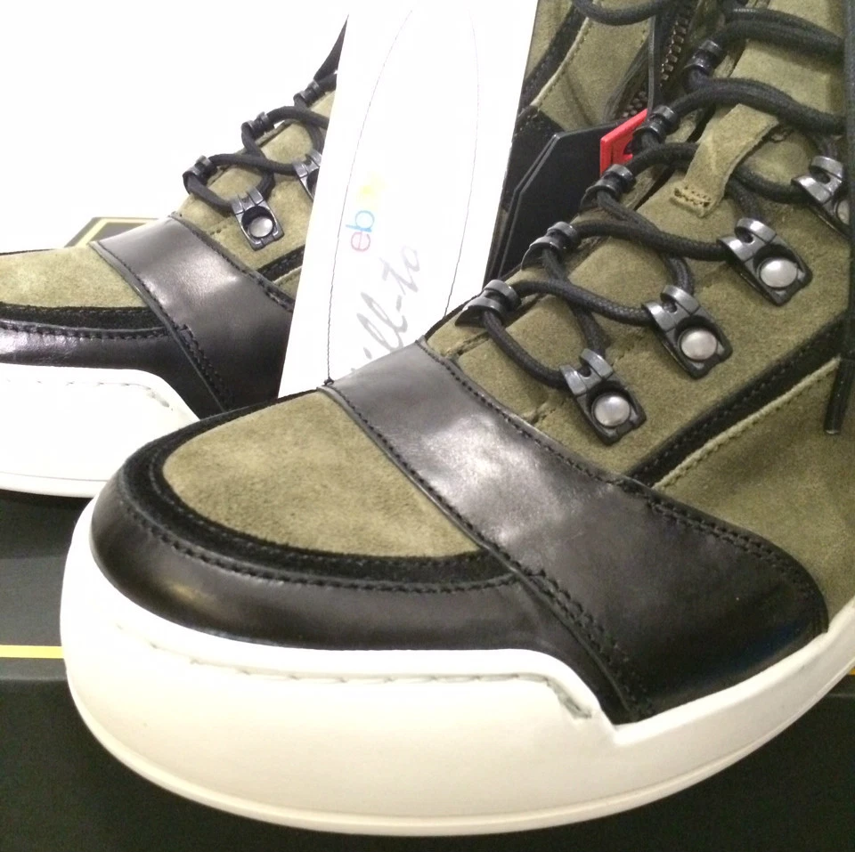 BALMAIN x H M LEATHER SUEDE TRAINER Sz US UK 6.5 7 8 9 10.5 KHAIKI High Top 2015